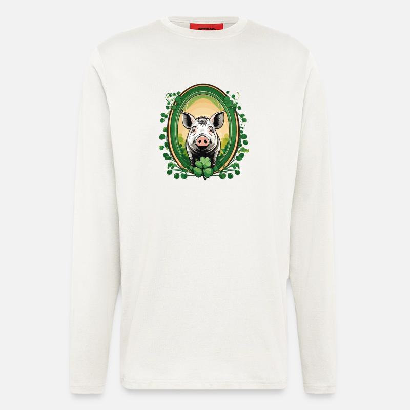 Glücksschweinchen - Langarmshirt - made by SPREAD  - OFF WHITE