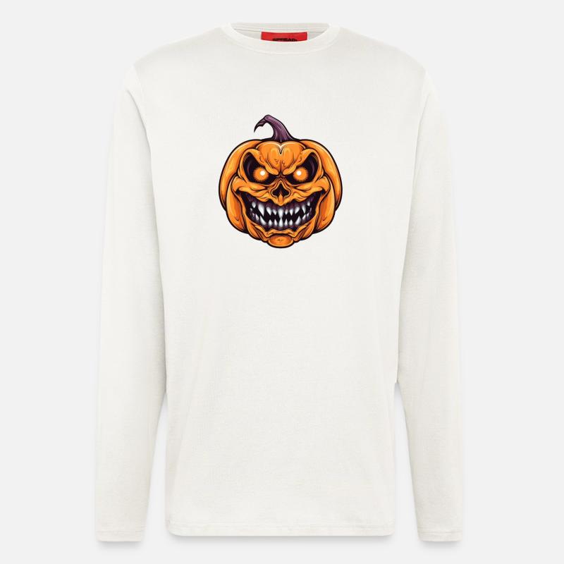 Spooky Halloween pumpkin with face - Longsleeve - made by SPREAD  - OFF WHITE