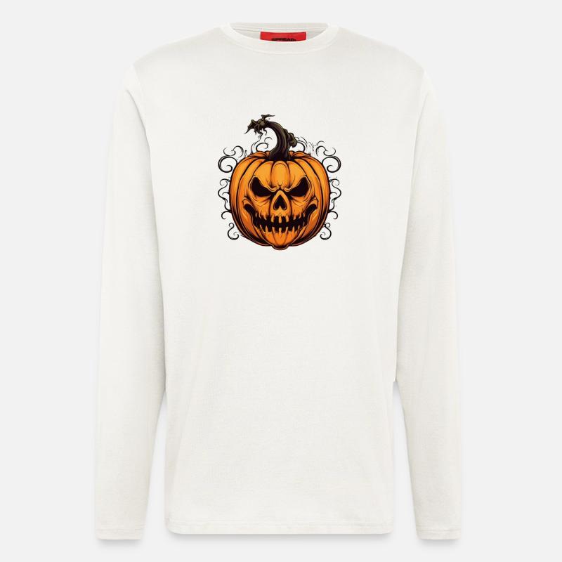 Spooky Jack-o'-lantern Halloween Design - Longsleeve - made by SPREAD  - OFF WHITE