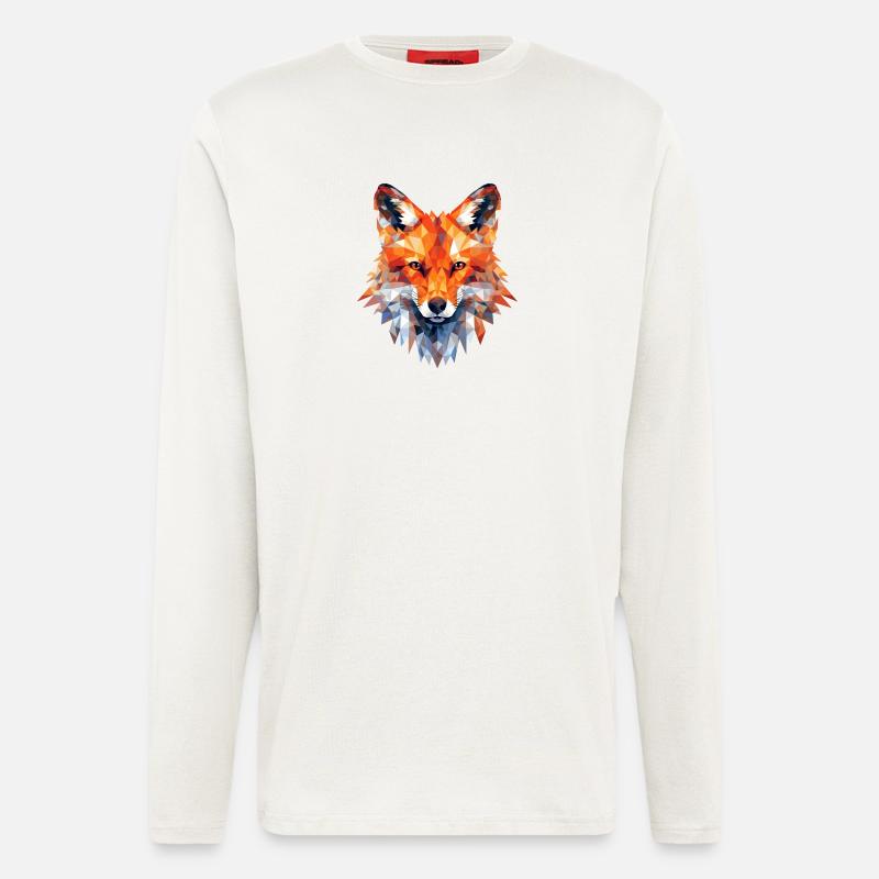 Fuchs Polygon Füchse Wald Polarfuchs Tier - Langarmshirt - made by SPREAD  - OFF WHITE