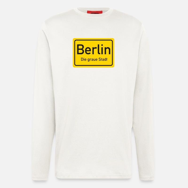 Berliner Ortsschild Deutschland - Langarmshirt - made by SPREAD - OFF WHITE