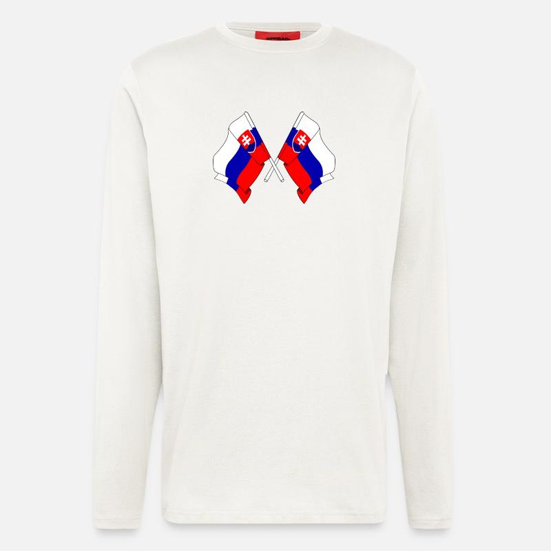 Zwei Flaggen Slowakei - Langarmshirt - made by SPREAD  - OFF WHITE