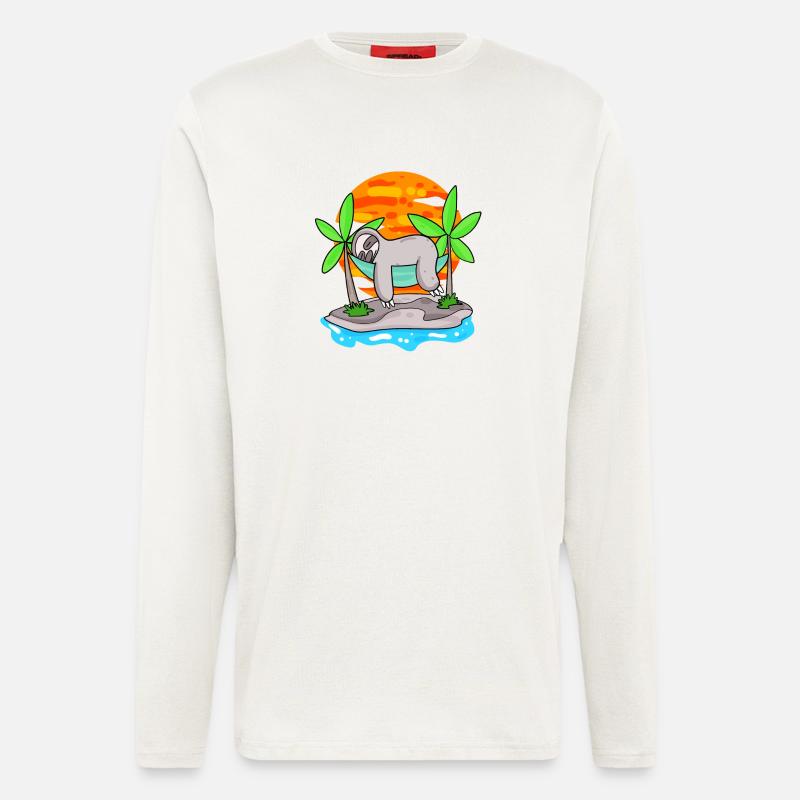 Faultier am Strand - Langarmshirt - made by SPREAD - OFF WHITE