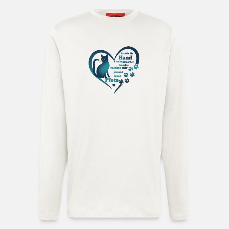 Katzen und Menschen - Langarmshirt - made by SPREAD  - OFF WHITE