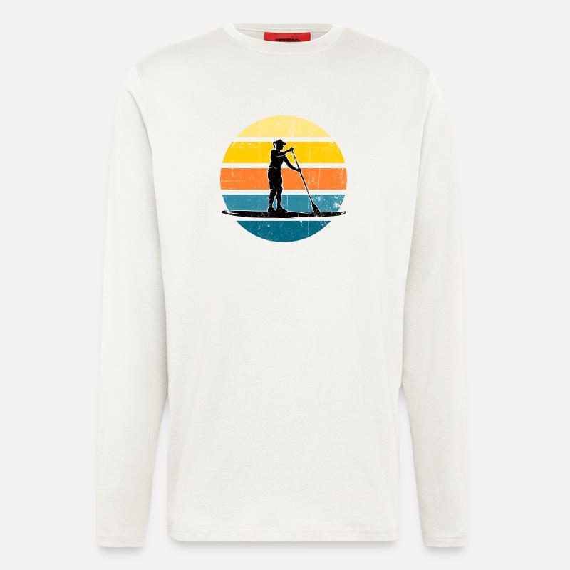 Sunset Paddleboard Silhouette - Langarmshirt - made by SPREAD  - OFF WHITE