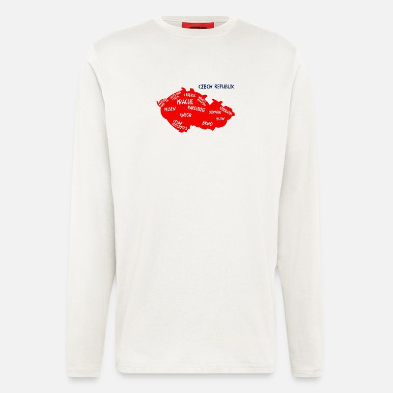 Karte der Tschechischen Republik mit Städten - Langarmshirt - made by SPREAD  - OFF WHITE