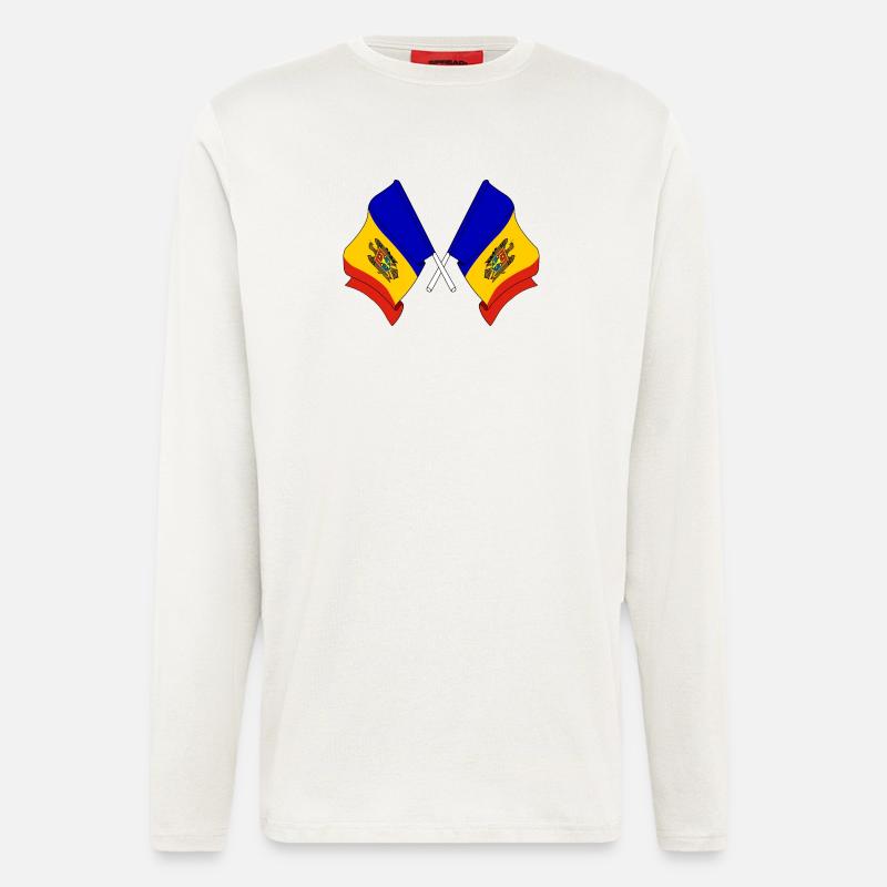 Two flags Moldova - Longsleeve - made by SPREAD  - OFF WHITE