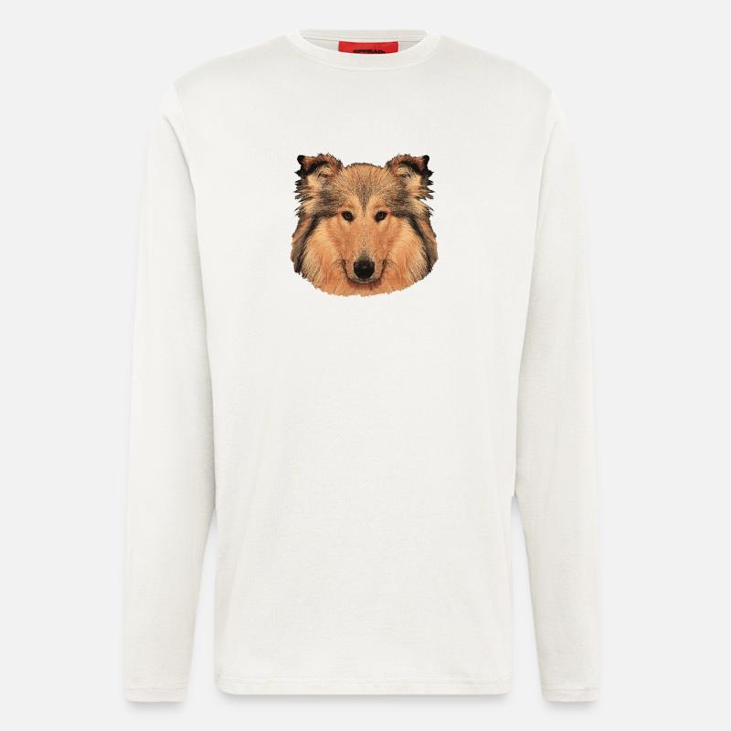 hunde tees mädchen, langhaar collie - Langarmshirt - made by SPREAD  - OFF WHITE
