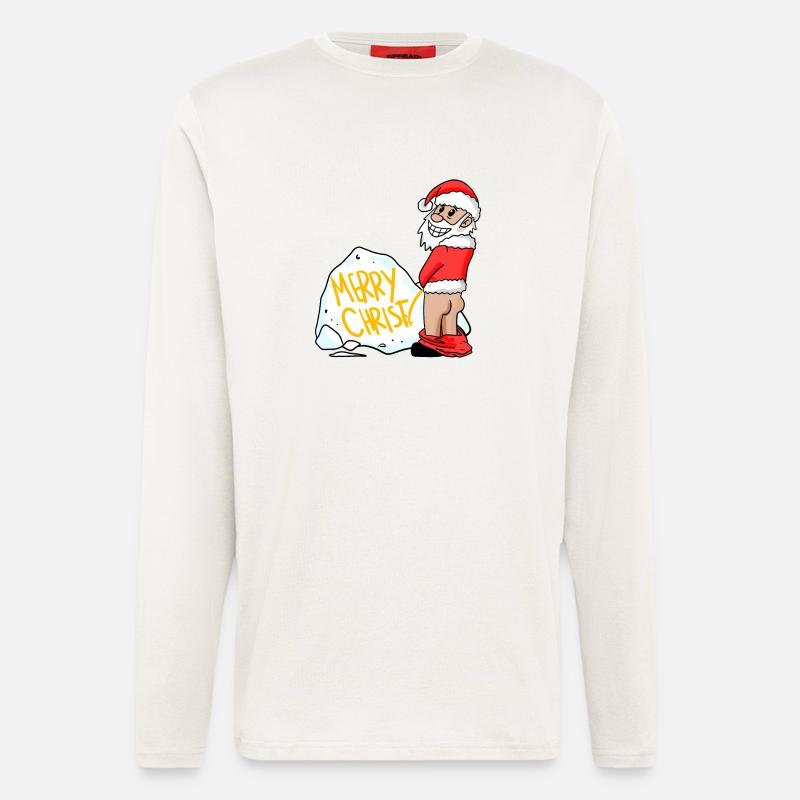 Weihnachtsmann lustig - Langarmshirt - made by SPREAD  - OFF WHITE