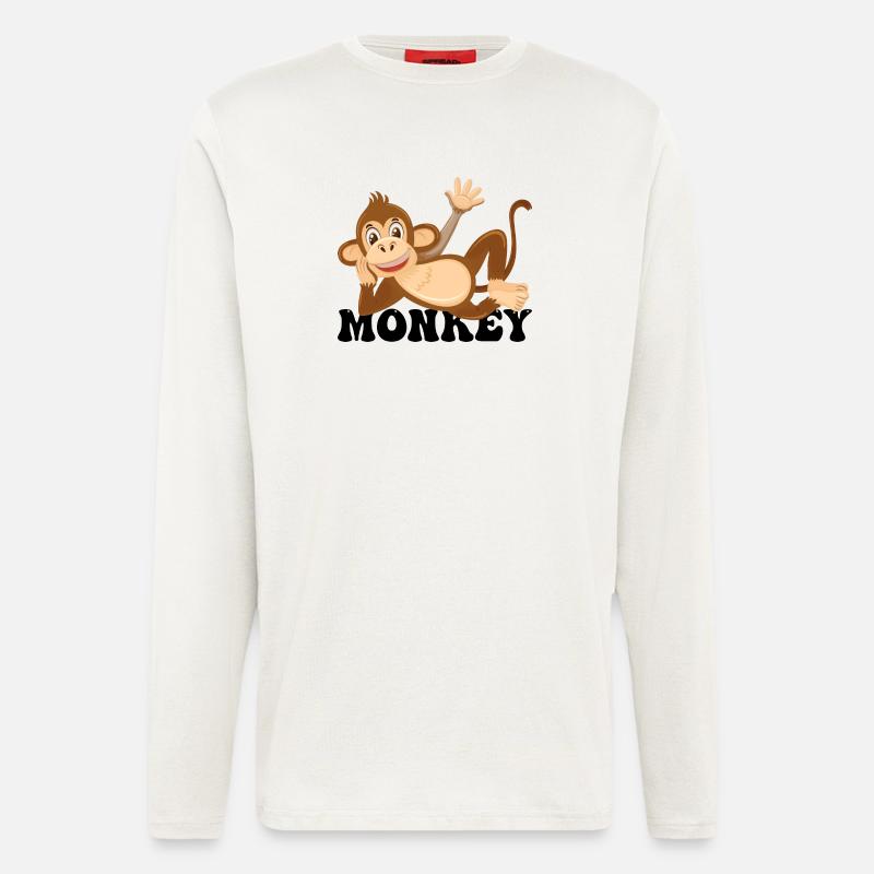 Fröhliche Monkey Lounge Illustration - Langarmshirt - made by SPREAD  - OFF WHITE