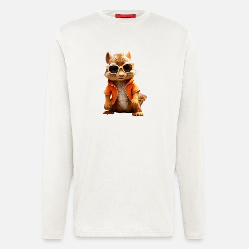 Squirrel Sunglasses I love squirrels - Longsleeve - made by SPREAD  - OFF WHITE
