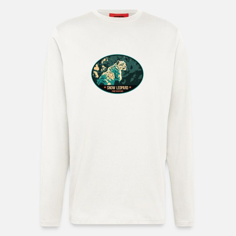 Schneeleopard Illustration Aufnäher - Langarmshirt - made by SPREAD  - OFF WHITE