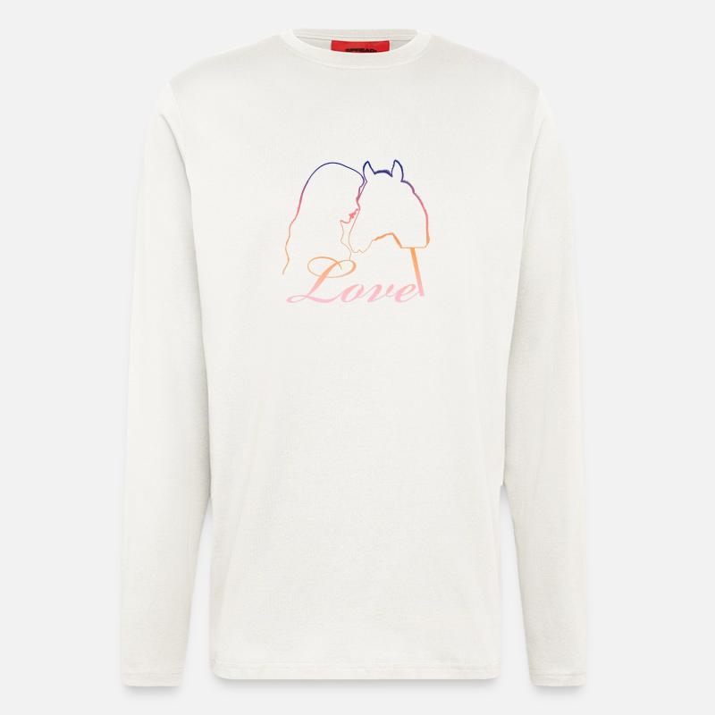 Love Mädchen Pferdekopf - Langarmshirt - made by SPREAD  - OFF WHITE