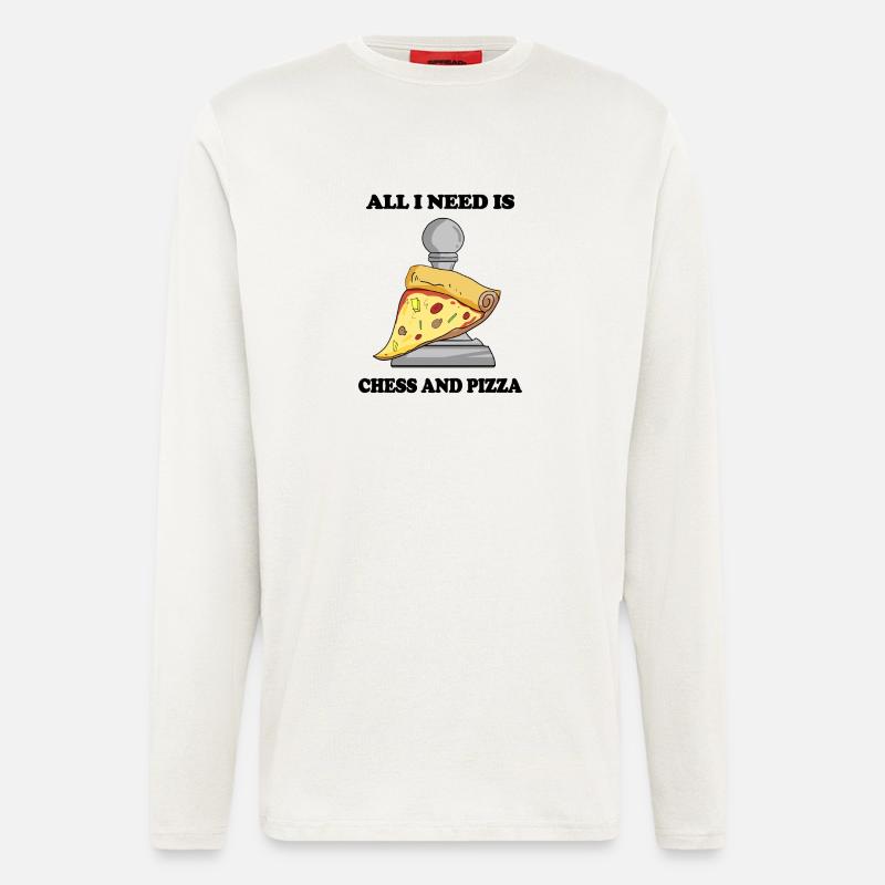 Schach und Pizza - Langarmshirt - made by SPREAD - OFF WHITE