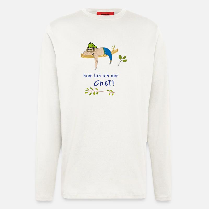 hier bin ich der Chef Faultier - Langarmshirt - made by SPREAD  - OFF WHITE