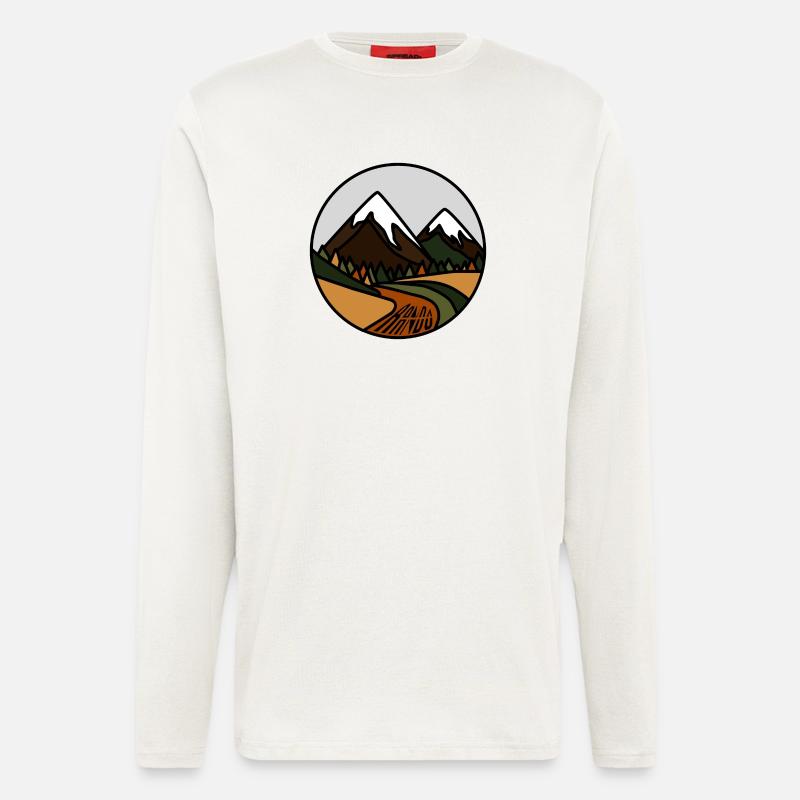 Schneebedeckte Berge und Alpentäler - Langarmshirt - made by SPREAD  - OFF WHITE
