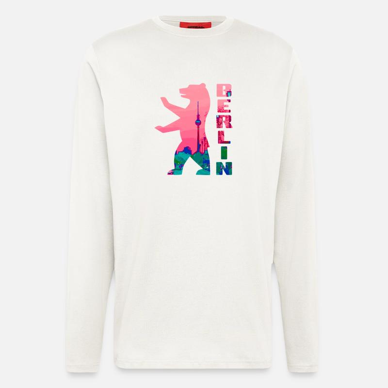 Berlin Bär Neon Silhouette - Langarmshirt - made by SPREAD  - OFF WHITE