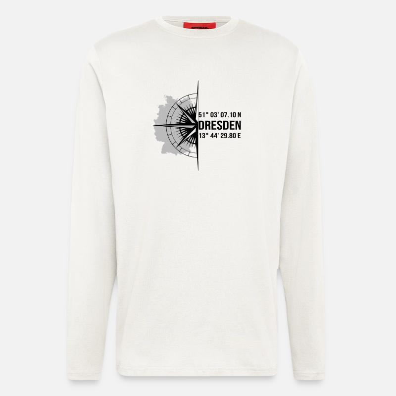 Koordinaten Dresden - Langarmshirt - made by SPREAD  - OFF WHITE