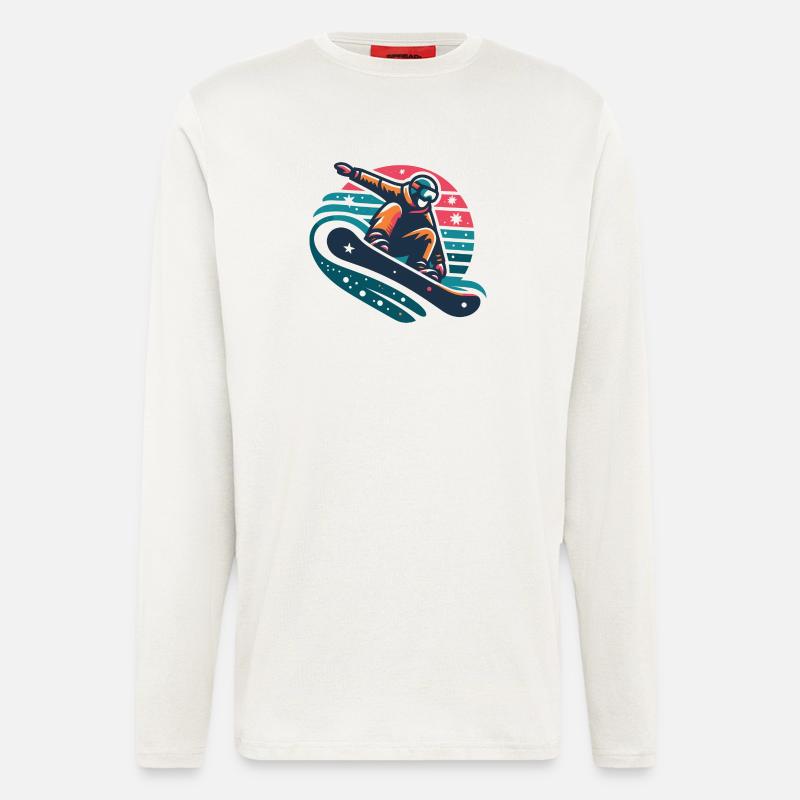 Dynamic Snowboarder Motion Illustration - Longsleeve - made by SPREAD  - OFF WHITE