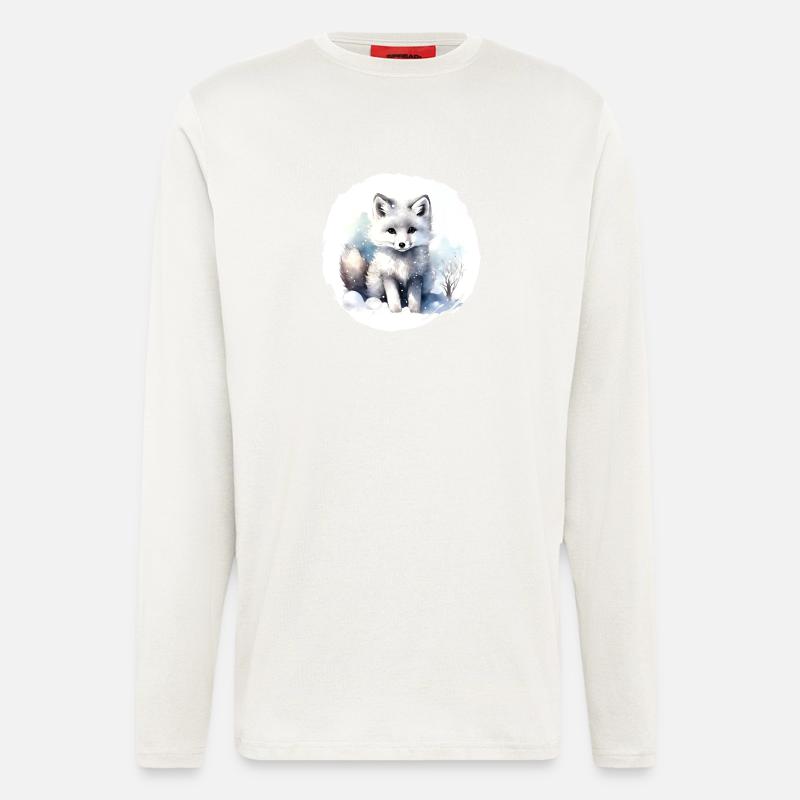 Polarfuchs Aquarell - Langarmshirt - made by SPREAD  - OFF WHITE