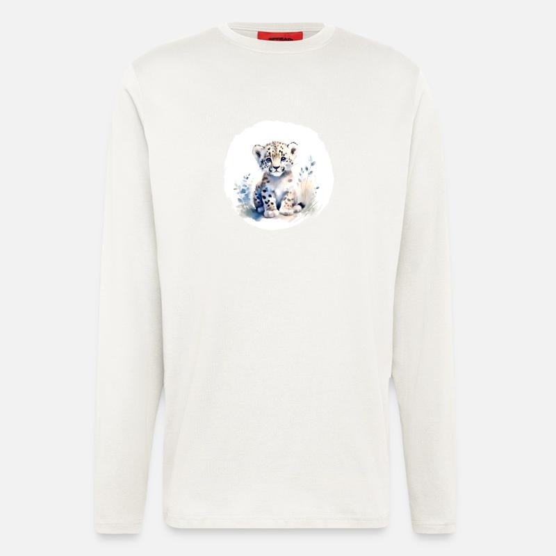 Schneeleopard Aquarell - Langarmshirt - made by SPREAD  - OFF WHITE
