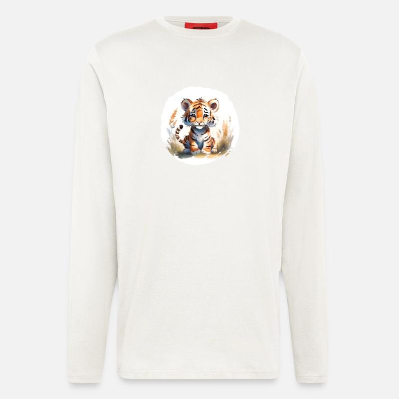 Tiger Aquarell - Langarmshirt - made by SPREAD  - OFF WHITE