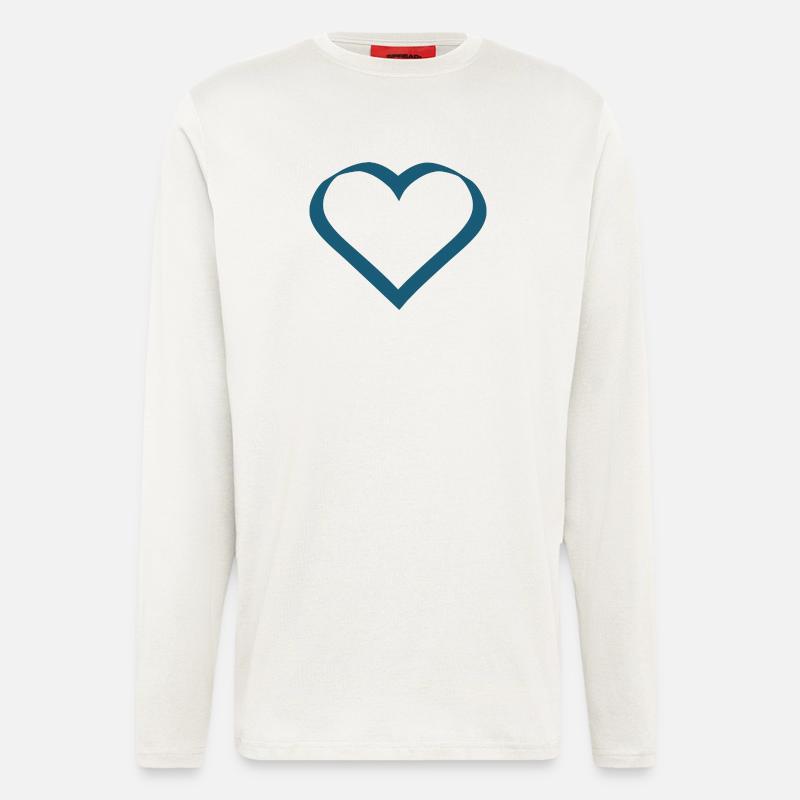 Saint-Valentin, Saint-Valentin, Saint-Valentin - Manches longues bio décontracté fabriqué en UE - OFF WHITE