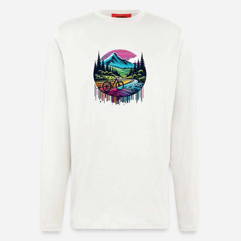 Vibrant Mountain Bicycle Landscape - Longsleeve - made by SPREAD  - OFF WHITE