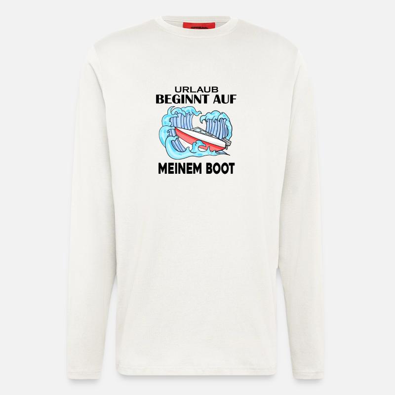 Urlaub Boot Spruch - Langarmshirt - made by SPREAD - OFF WHITE