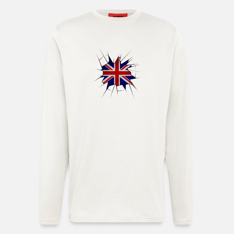 Drapeau Union jack verre brisé - Manches longues bio décontracté fabriqué en UE - OFF WHITE