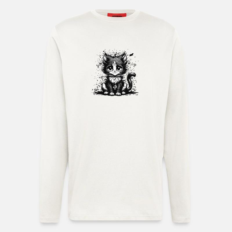 Träumende Manga Comic Katze - Langarmshirt - made by SPREAD - OFF WHITE