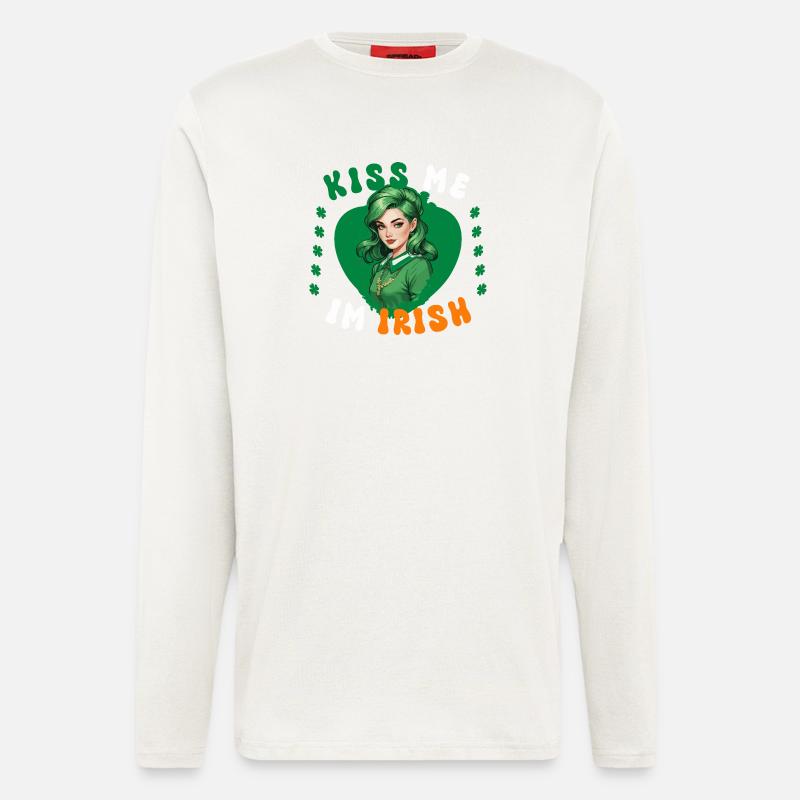 Küss mich, ich bin Irin - Langarmshirt - made by SPREAD  - OFF WHITE