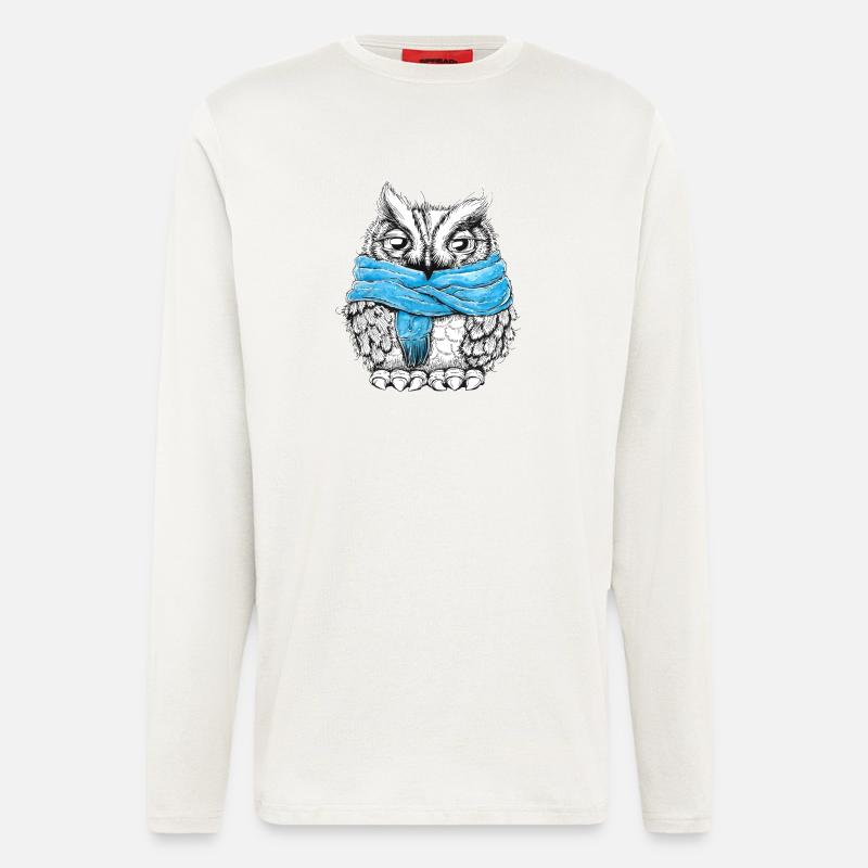 Eule mit Schal - Langarmshirt - made by SPREAD  - OFF WHITE