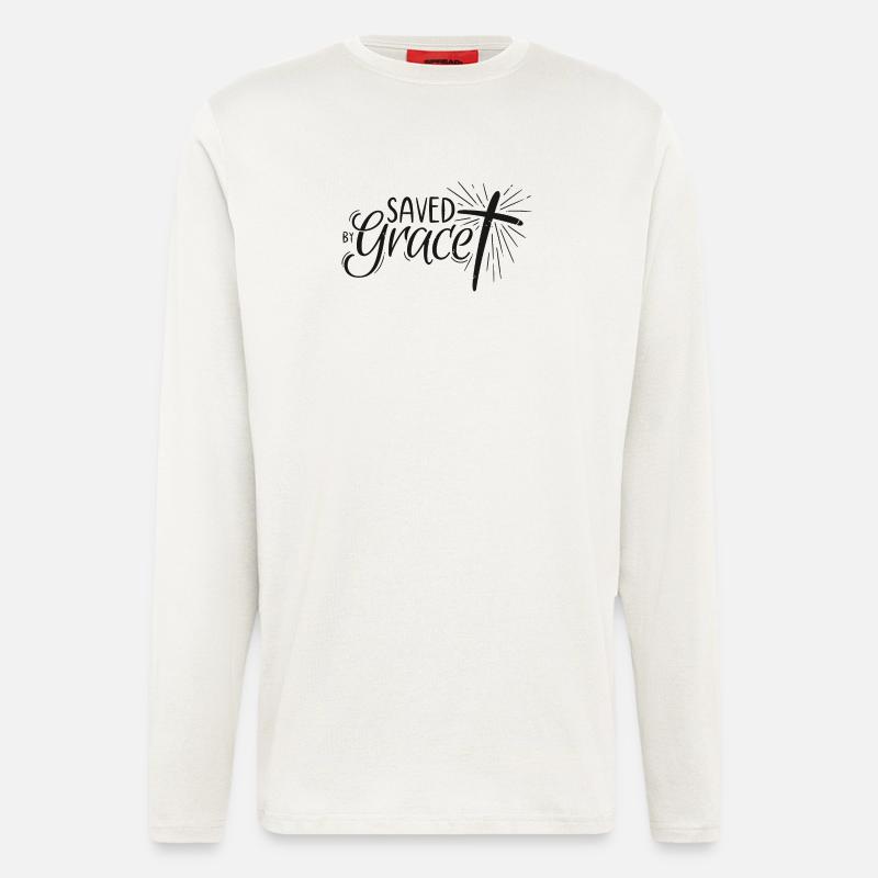 Saved by Grace Lettering - Langarmshirt - made by SPREAD  - OFF WHITE