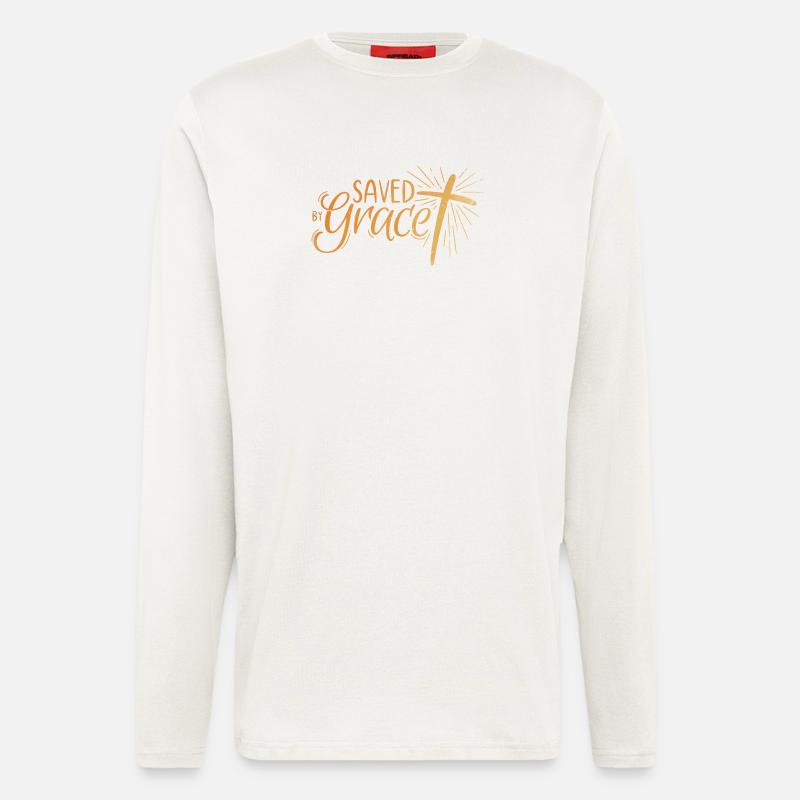 Saved by Grace Lettering - Langarmshirt - made by SPREAD  - OFF WHITE