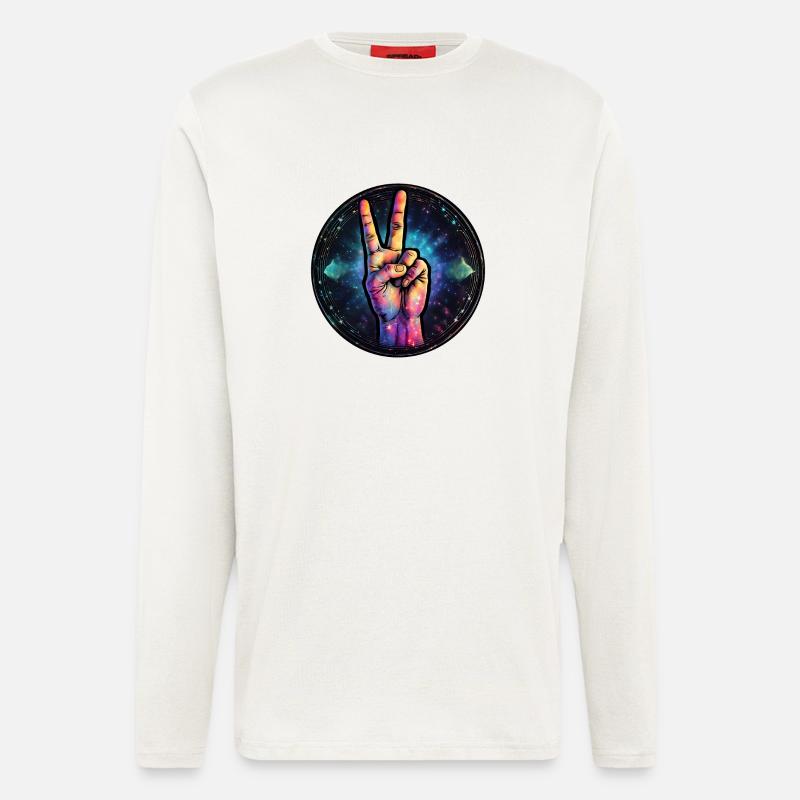 Kosmische Friedensgeste - Langarmshirt - made by SPREAD  - OFF WHITE
