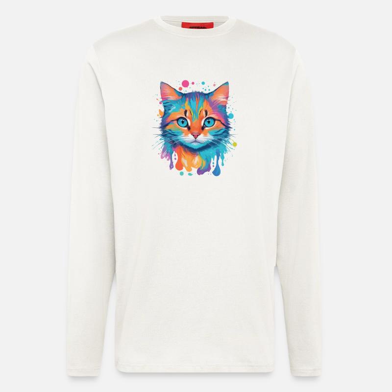 Niedliche Katze - Langarmshirt - made by SPREAD  - OFF WHITE
