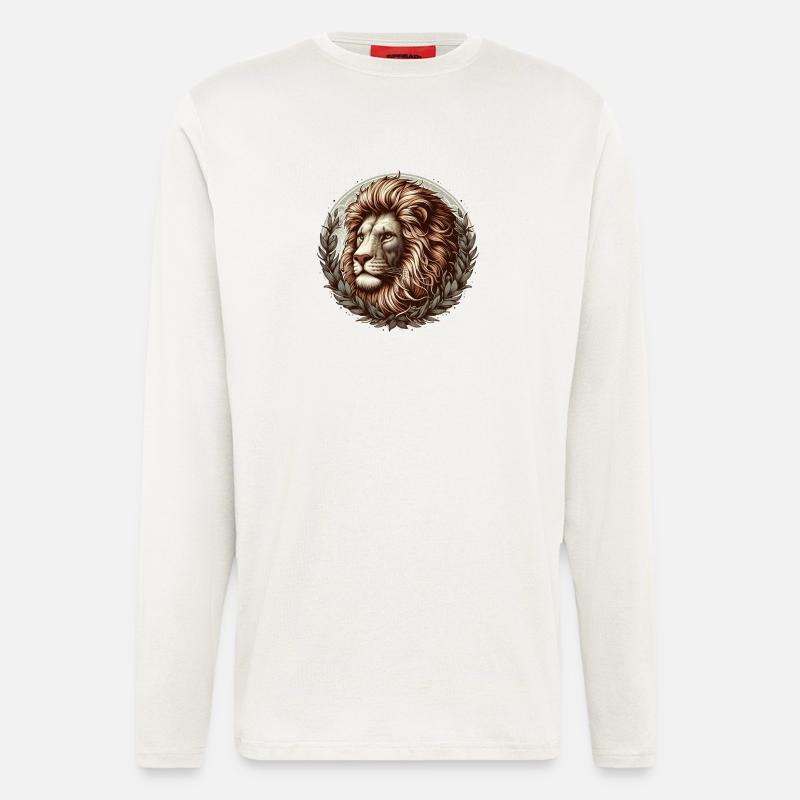 Löwe im Lorbeerkranz - Langarmshirt - made by SPREAD  - OFF WHITE