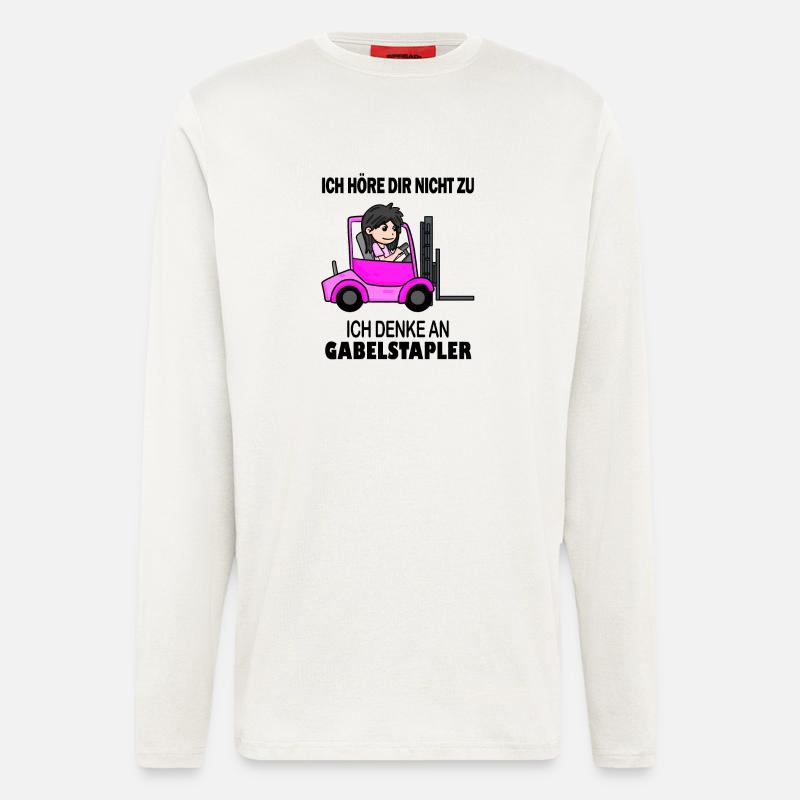 Staplerfahrerin Gabelstapler Lager Logistik Damen - Langarmshirt - made by SPREAD  - OFF WHITE