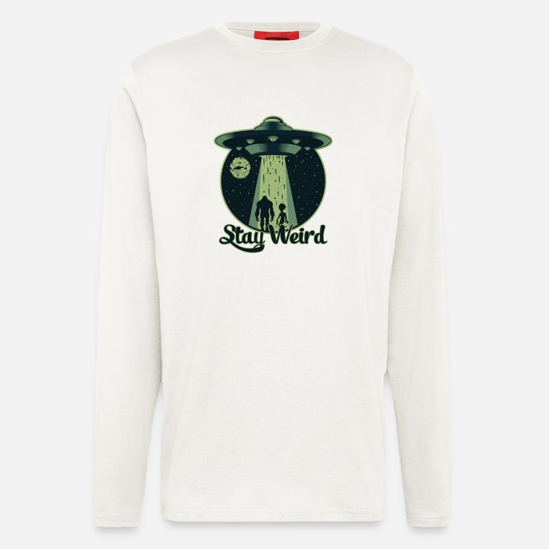 Bleib seltsam - UFO, Alien - Langarmshirt - made by SPREAD  - OFF WHITE