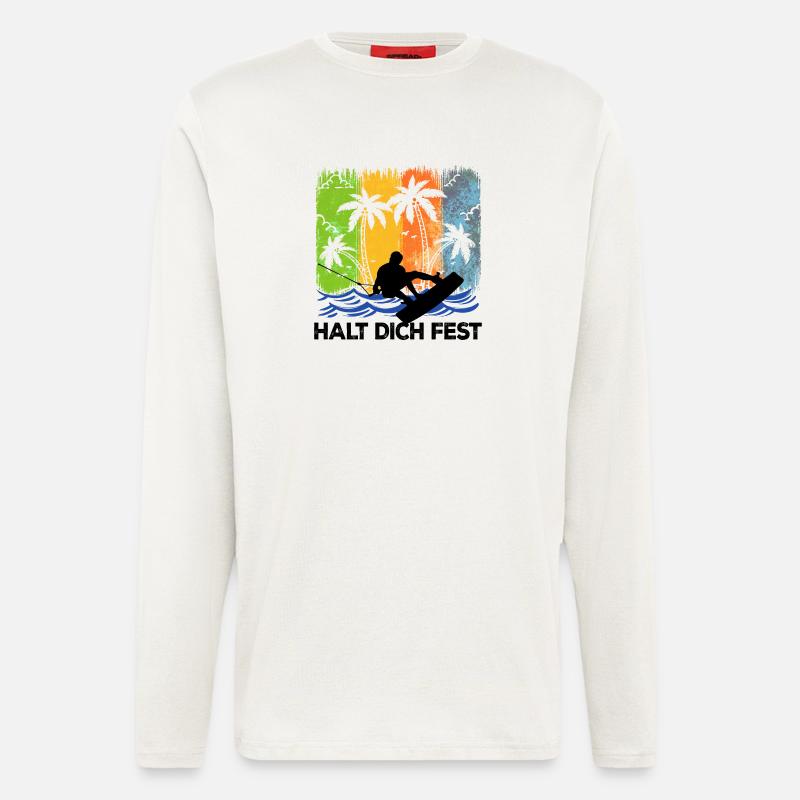 Wakeboard Kitesurfer Statement Surf Stunt Wave - Manches longues bio décontracté fabriqué en UE - OFF WHITE