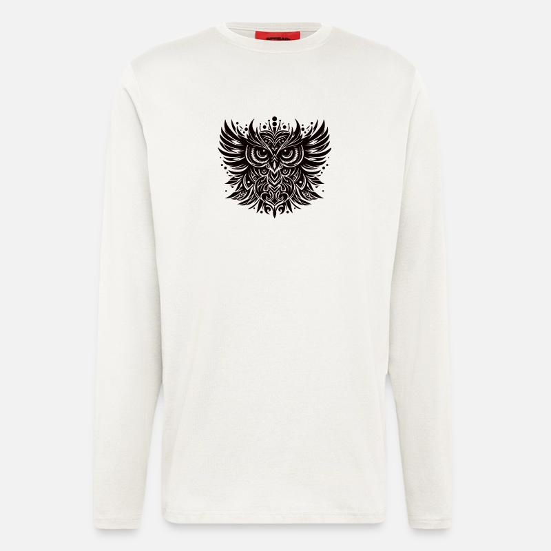 Schwarze Eule - Langarmshirt - made by SPREAD  - OFF WHITE