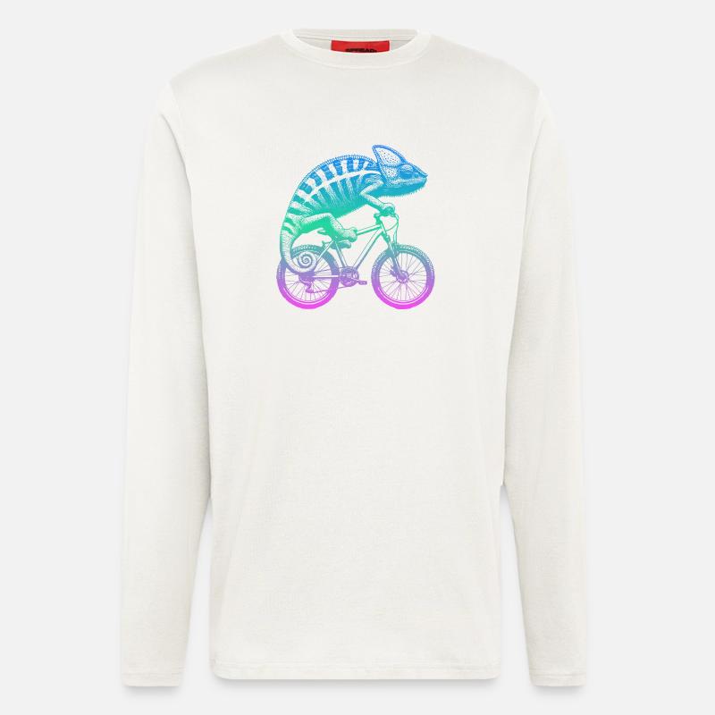 Radfahrendes Chamäleon - Langarmshirt - made by SPREAD - OFF WHITE