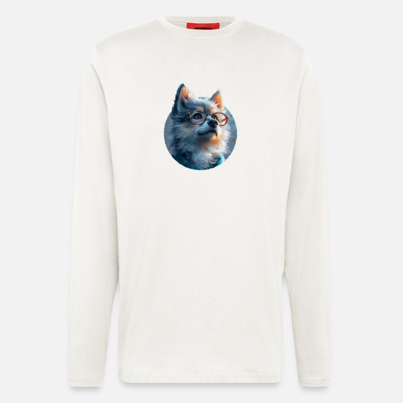 Illustration des Wolfes mit Brille - Langarmshirt - made by SPREAD - OFF WHITE