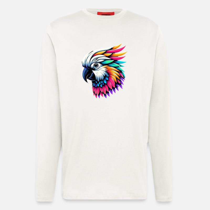 Kakadu-Papagei mit Kamm - Langarmshirt - made by SPREAD  - OFF WHITE