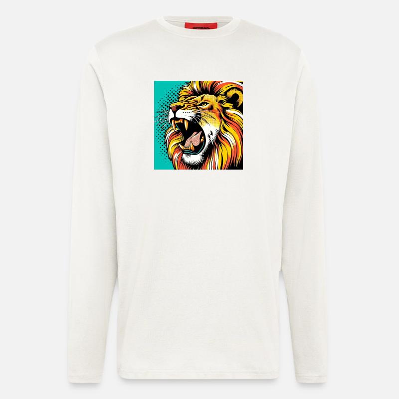 Löwe Pop Art - Langarmshirt - made by SPREAD  - OFF WHITE