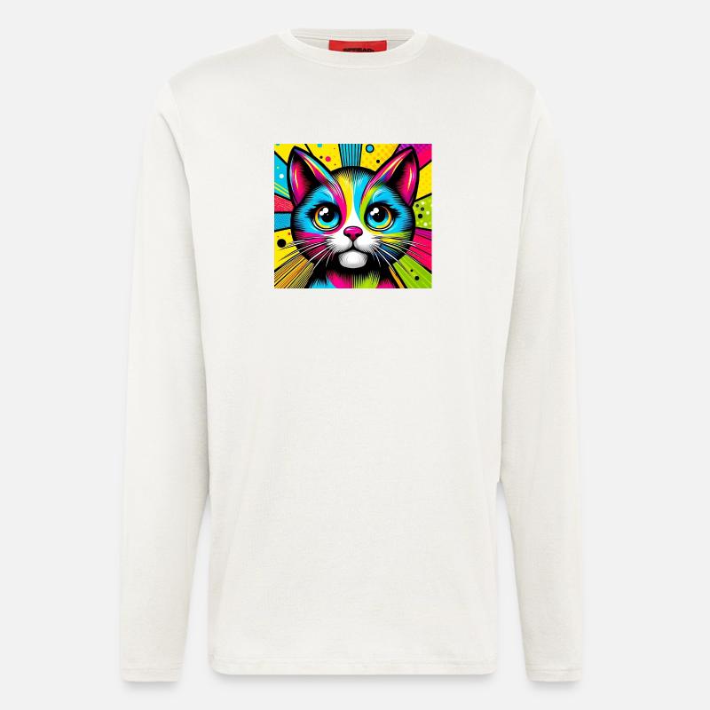 Katze Pop Art - Langarmshirt - made by SPREAD  - OFF WHITE