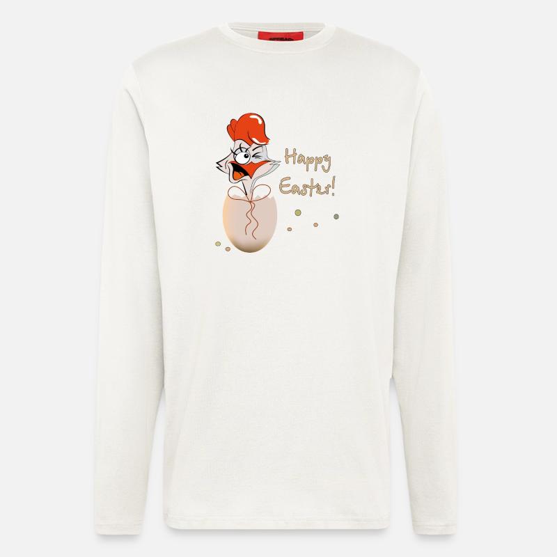 Happy Easter Hahn Ostern - Langarmshirt - made by SPREAD  - OFF WHITE