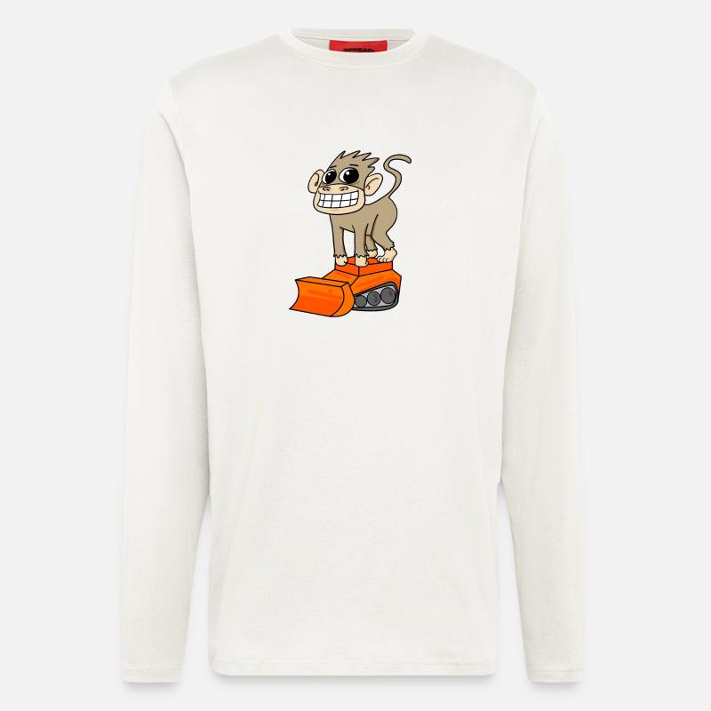 Affe Bagger Baggerfahrer Motiv - Langarmshirt - made by SPREAD  - OFF WHITE