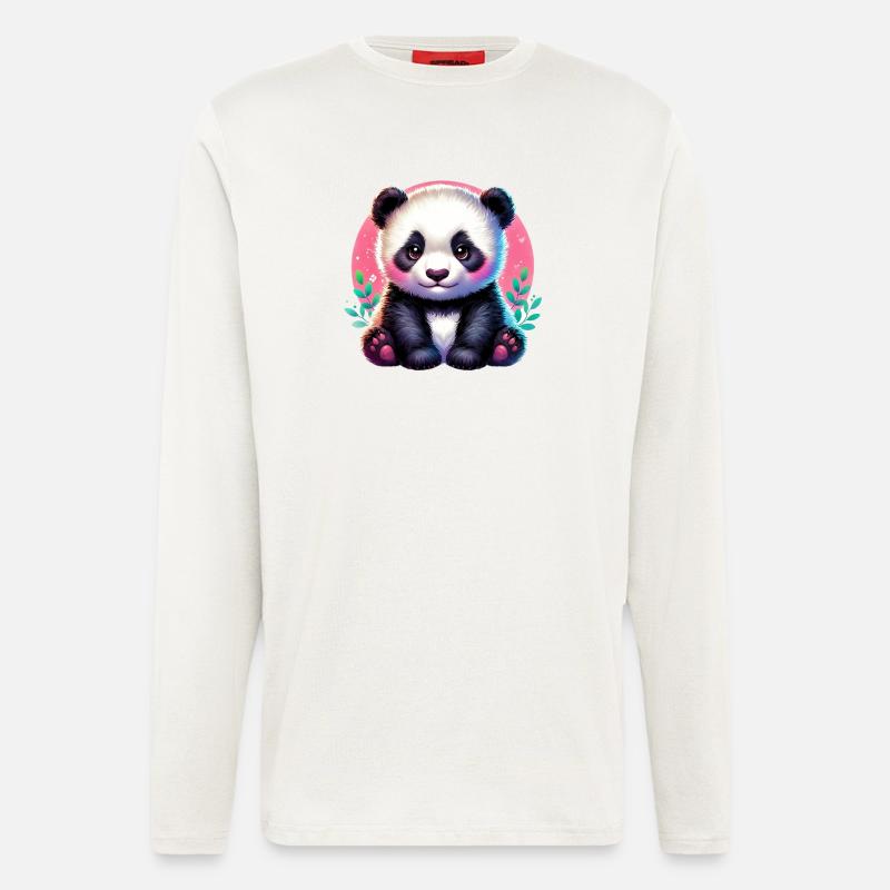 Panda - Manches longues bio décontracté fabriqué en UE - OFF WHITE